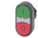 Купить 3SU1030-3AB42-0AK0 (3SU10303AB420AK0, 3SU1O3O-3AB42-OAKO, 3SU1O3O3AB42OAKO) АКТУАТОР ДВОЙНОЙ КНОПКИ, 22MM, КРУГЛ., ПЛАСТИК С МЕТАЛЛИЧЕСКИМ ФРОНТАЛЬНЫМ КОЛЬЦОМ, КНОПКА ЗЕЛЁНАЯ: I, КНОПКА КРАСНАЯ: O, FLAT BUTTONS
