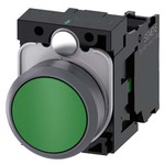3SU1130-0AB40-1BA0 (3SU11300AB401BA0, 3SU113O-OAB4O-1BAO, 3SU113OOAB4O1BAO) КНОПКА, 22MM, КРУГЛАЯ, ПЛАСТИК С МЕТАЛЛИЧЕСКИМ ФРОНТАЛЬНЫМ КОЛЬЦОМ, ЗЕЛЁНАЯ, ПЛОСКАЯ КНОПКА, КОНТАКТЫ МГНОВЕННОГО ДЕЙСТВИЯ, С ДЕРЖАТЕЛЕМ, 1NO, ВИНТОВЫЕ КЛЕММЫ