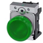 3SU1152-6AA40-1AA0 (3SU11526AA401AA0, 3SU1152-6AA4O-1AAO, 3SU11526AA4O1AAO) СВЕТОВОЙ ИНДИКАТОР, 22MM, КРУГЛЫЙ, МЕТАЛЛИЧЕСКИЙ ГЛЯНЦЕВЫЙ, ЗЕЛЕНЫЙ МАТОВЫЙ РАССЕИВАТЕЛЬ, С ДЕРЖАТЕЛЕМ, МОДУЛЬ ПОДСВЕТКИ С ИНТЕГРИРОВАННЫМ СВЕТОДИОДОМ 24V AC/DC, ВИНТОВЫЕ КЛЕММЫ