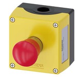 3SU1851-0NB00-2AA2 (3SU18510NB002AA2, 3SU1851-ONBOO-2AA2, 3SU1851ONBOO2AA2) ПОСТ УПРАВЛЕНИЯ, 22MM, С КРУГЛЫМ ВЫРЕЗОМ, МАТЕРИАЛ КОРПУСА - МЕТАЛЛ, КРЫШКА КОРПУСА - ЖЁЛТАЯ, 1 ТОЧКА УПРАВЛЕНИЯ, МЕТАЛЛ, A=КРАСНАЯ АВАРИЙНАЯ ГРИБОВИДНАЯ КНОПКА, 40MM, ДЕБЛОКИРОВКА ПОВОРОТОМ, ТОЧКА УПРАВЛЕНИЯ - ПО ЦЕНТРУ, 2НЗ, ВИНТОВЫЕ КЛЕММЫ, МОНТАЖ КОНТАКТНЫХ МОДУЛЕЙ - НА ОСНОВАНИИ КОРПУСА, TOP AND BOTTOM 1 X M20 EACH