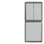 Купить 5TA4815 DELTA FLACHE ВЫКЛЮЧАТЕЛЬ КОМБИНИРОВАННЫЙ 10A DC/16А AC 250В НАВЕСНОГО МОНТАЖА IP44 С ЗАЩИТОЙ ОТ БРЫЗГ  2 КЛАВИШИ+РОЗЕТКА С ЗАЩИТНЫМ КОНТАКТОМ С ВИНТОВЫМ ПОДСОЕДИНЕНИЕМ